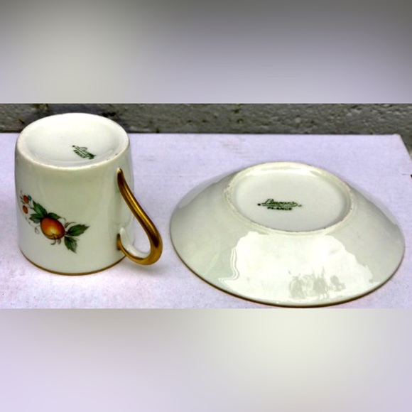 Vintage Early 20th Century Antique LIMOGES FRANCE Gold Trim Teacup & Saucer Set